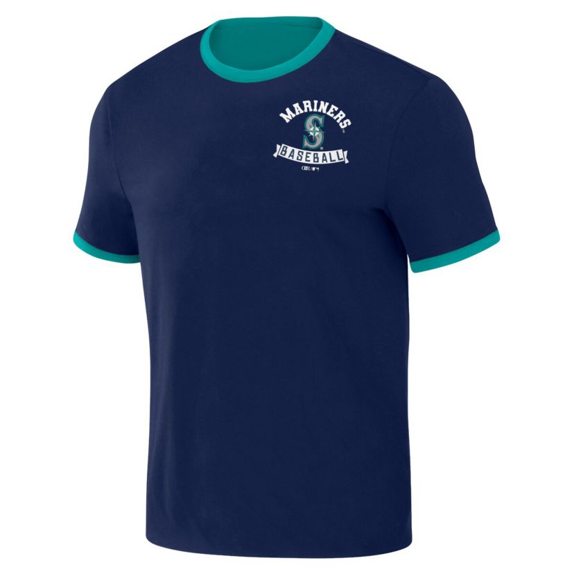 MLB Navy/Teal Seattle Mariners Two-Way Ringer Reversible T-Shirt