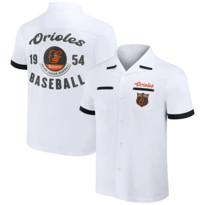 Darius Rucker Collection by Fanatics Men's MLB Baltimore Orioles Bowling Button-Up Shirt, White, Small