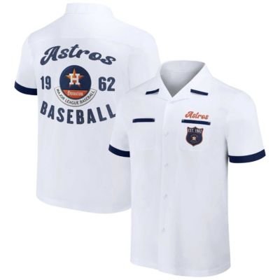 Darius Rucker Collection by Fanatics Men's MLB Houston Astros Bowling Button-Up Shirt, White, Small