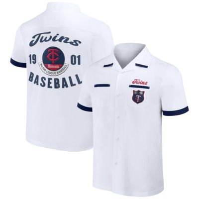 Darius Rucker Collection by Fanatics Men's MLB Minnesota Twins Bowling Button-Up Shirt, White, Small