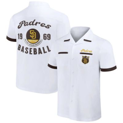 Darius Rucker Collection by Fanatics Men's MLB San Diego Padres Bowling Button-Up Shirt, White, Small