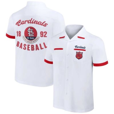 Darius Rucker Collection by Fanatics Men's MLB St. Louis Cardinals Bowling Button-Up Shirt, White, Small
