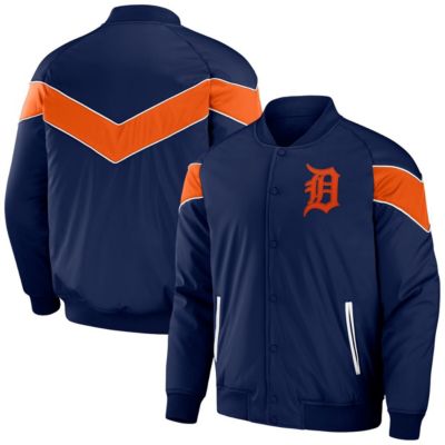 Darius Rucker Collection by Fanatics Men's MLB Detroit Tigers Baseball Raglan Full-Snap Jacket, Navy Blue, Small