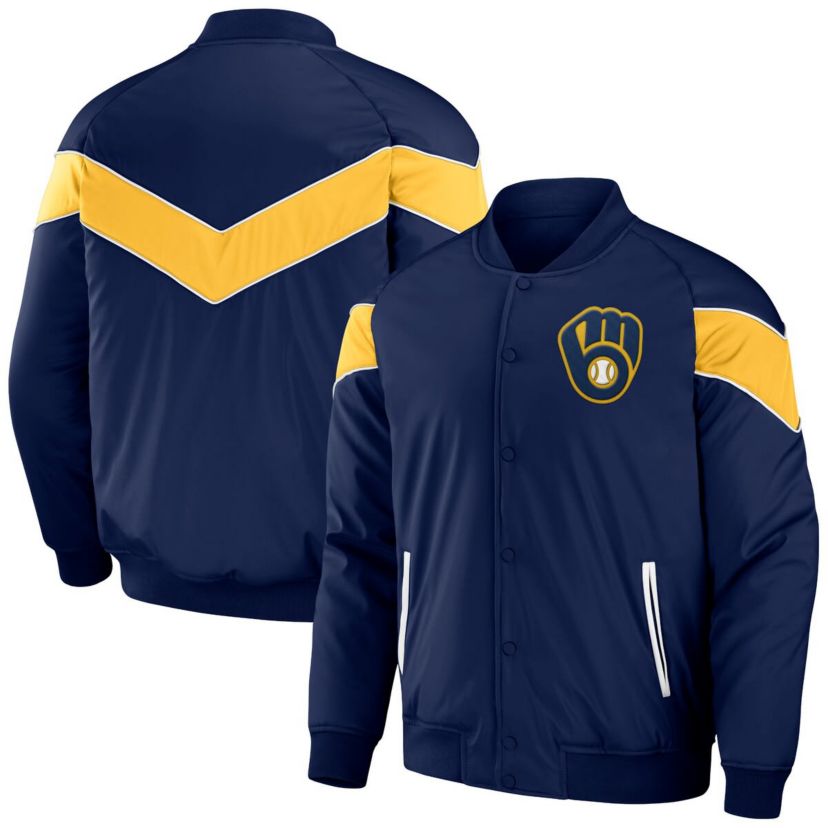 MLB Milwaukee Brewers Baseball Raglan Full-Snap Jacket