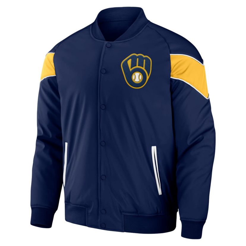 MLB Milwaukee Brewers Baseball Raglan Full-Snap Jacket