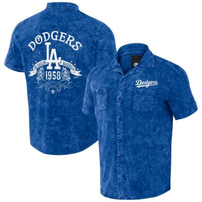 Darius Rucker Collection by Fanatics Men's MLB Los Angeles Dodgers Team Color Button-Up Shirt, Small