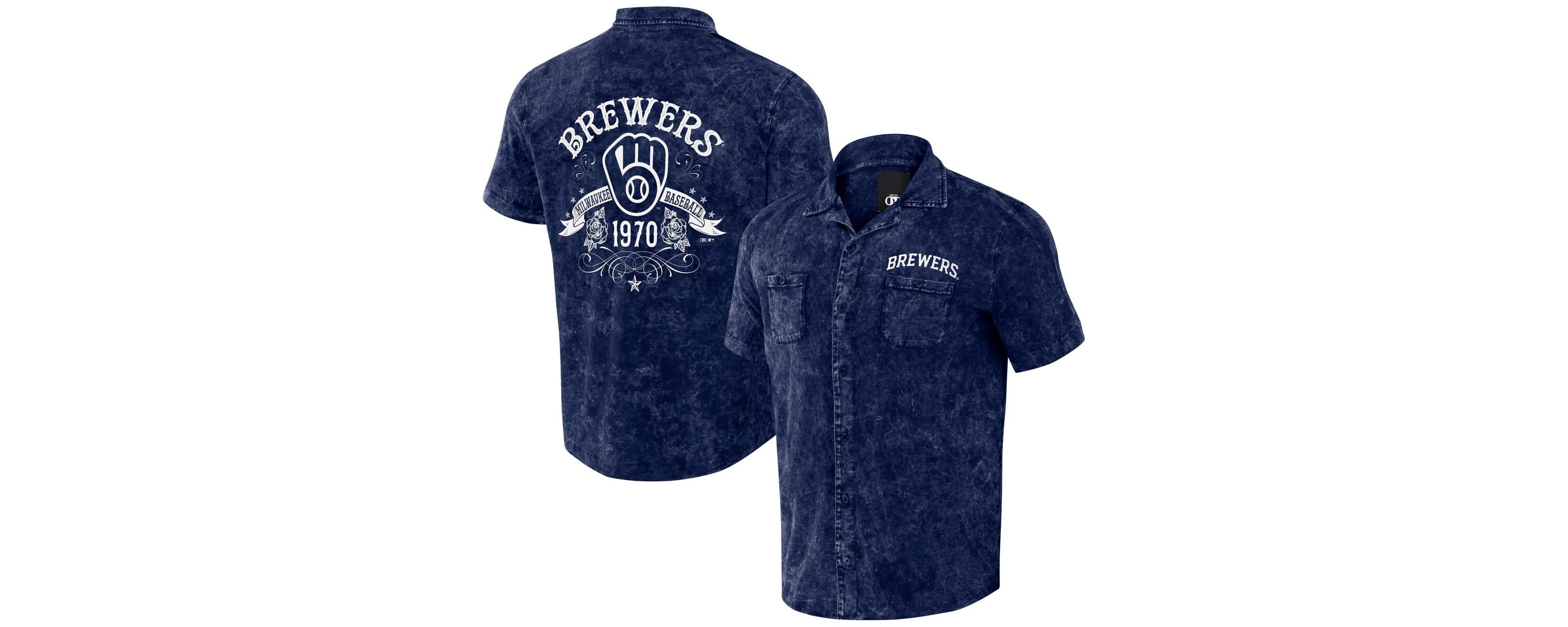 MLB Milwaukee Brewers Team Color Button-Up Shirt