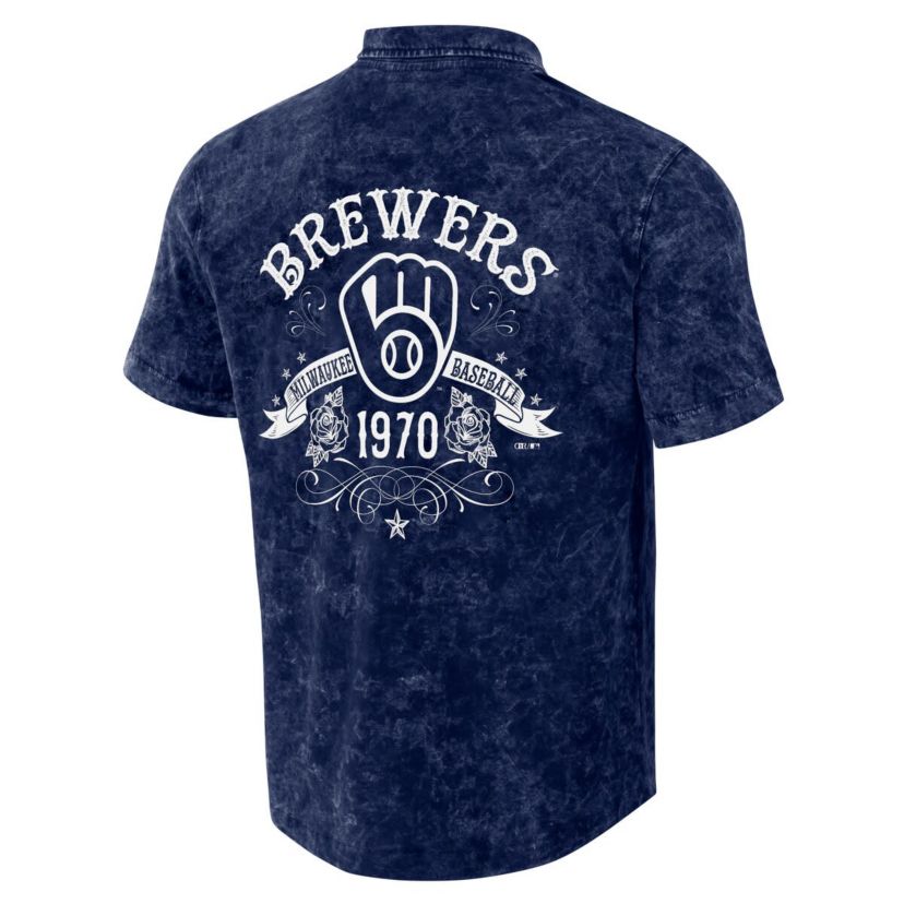 MLB Milwaukee Brewers Team Color Button-Up Shirt