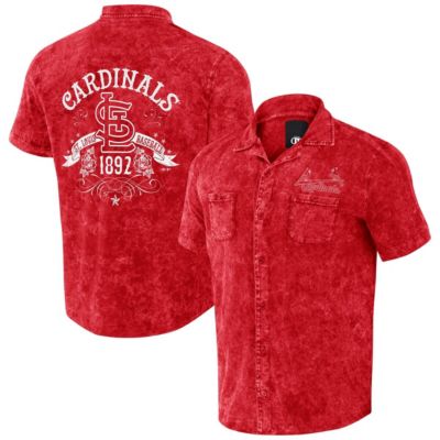 Darius Rucker Collection by Fanatics Men's MLB St. Louis Cardinals Team Color Button-Up Shirt, Red, Medium