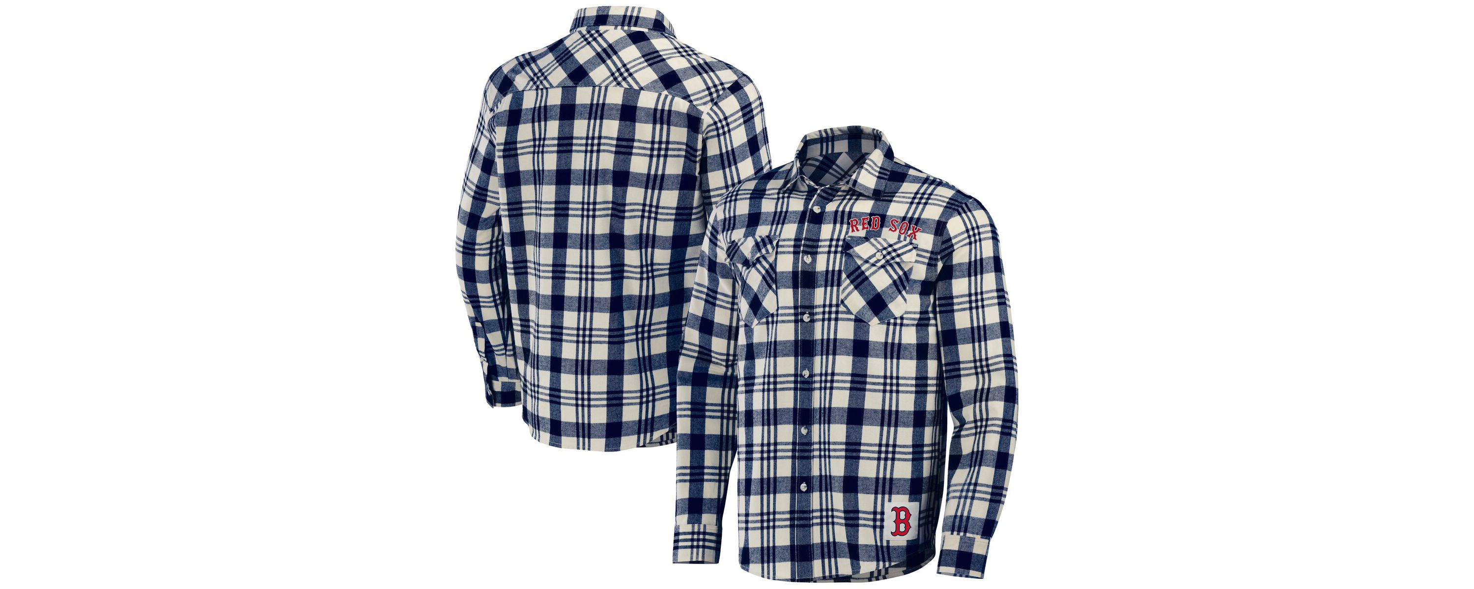 Boston Red Sox MLB Boston Sox Plaid Flannel Button-Up Shirt