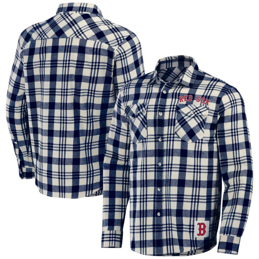 Boston Red Sox MLB Boston Sox Plaid Flannel Button-Up Shirt