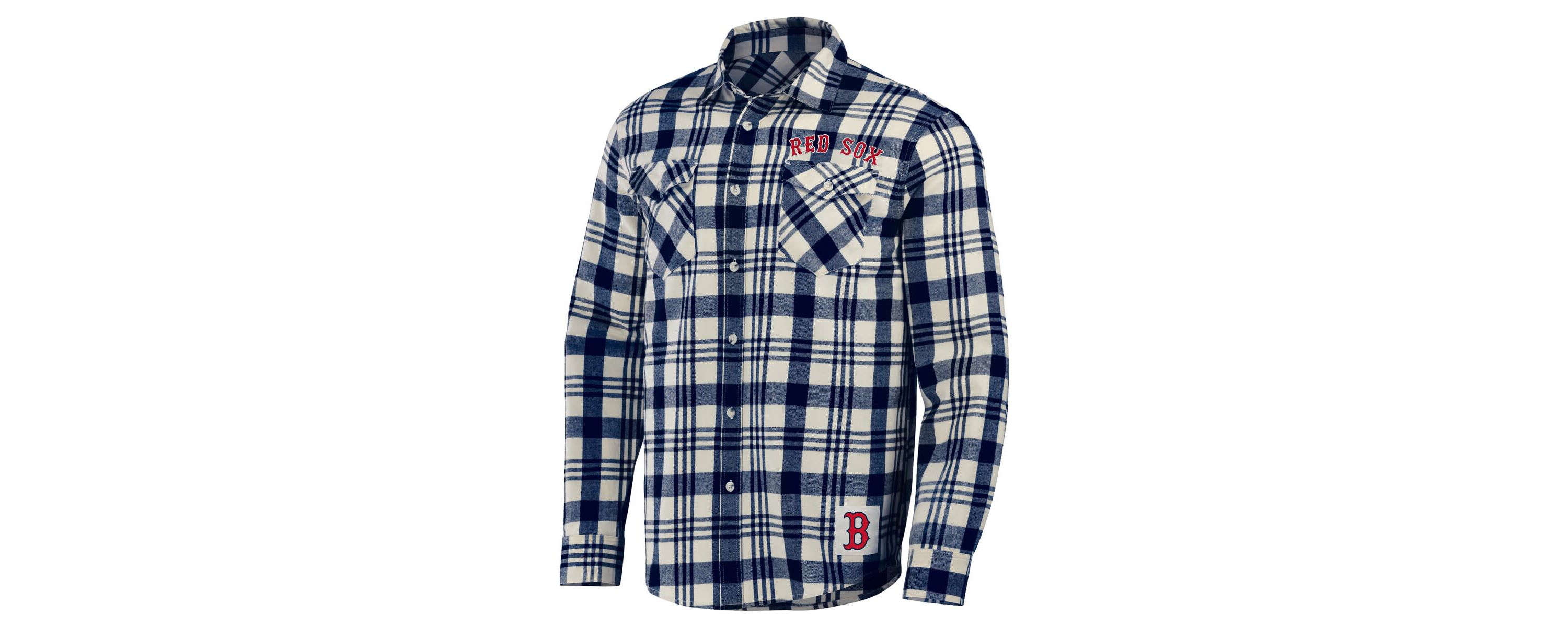 Boston Red Sox MLB Boston Sox Plaid Flannel Button-Up Shirt