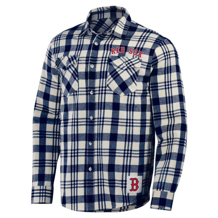 Boston Red Sox MLB Boston Sox Plaid Flannel Button-Up Shirt