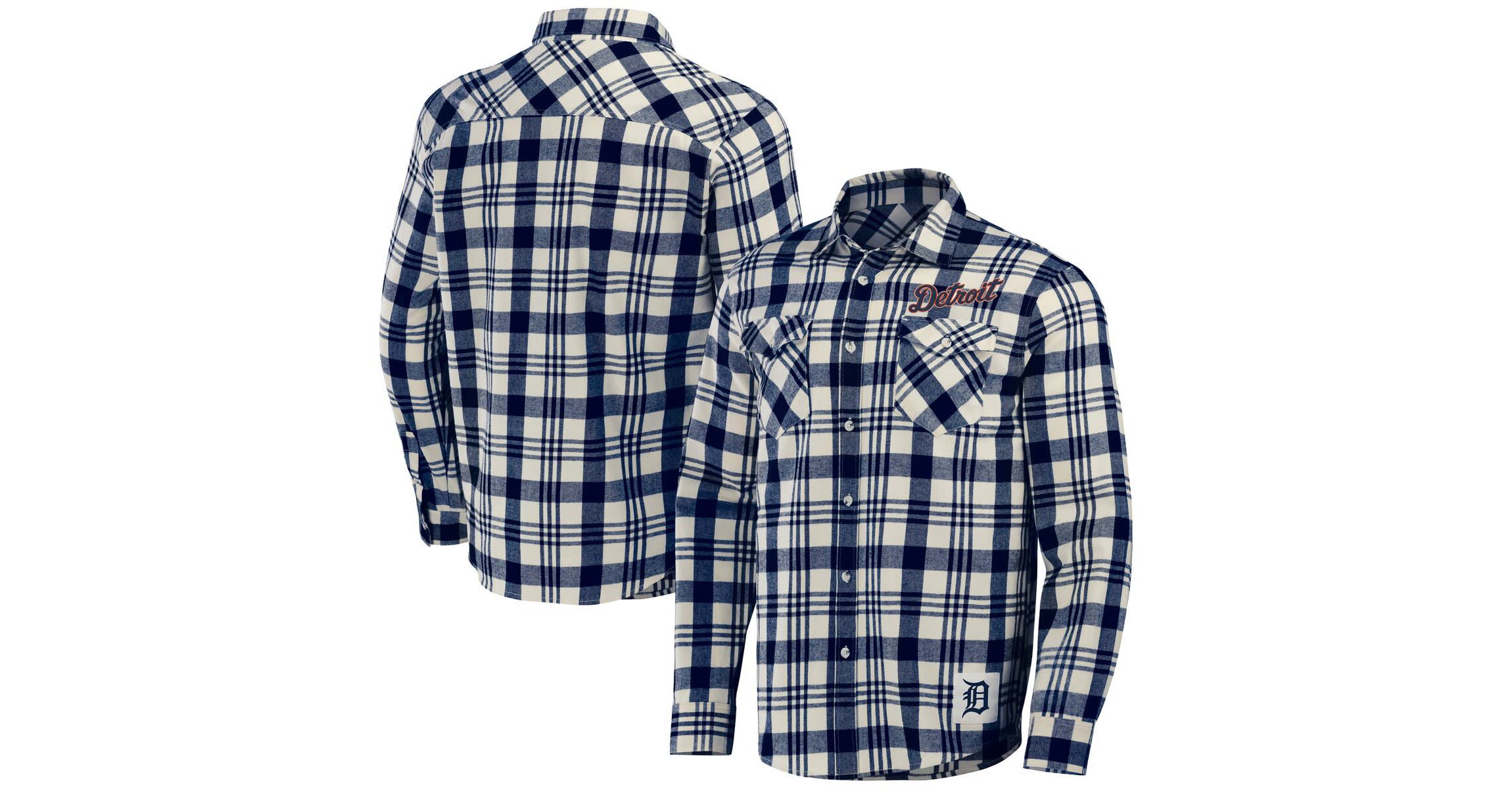 MLB Detroit Tigers Plaid Flannel Button-Up Shirt
