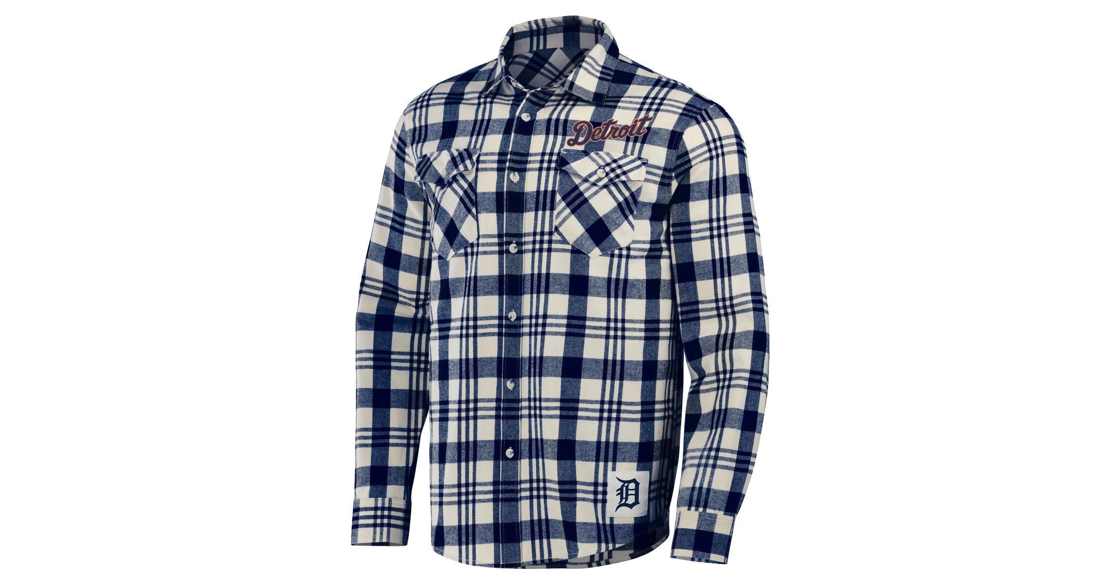 MLB Detroit Tigers Plaid Flannel Button-Up Shirt