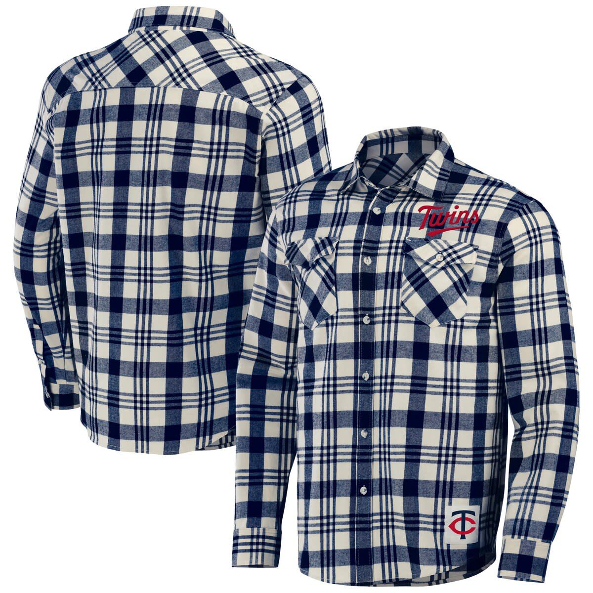 MLB Minnesota Twins Plaid Flannel Button-Up Shirt