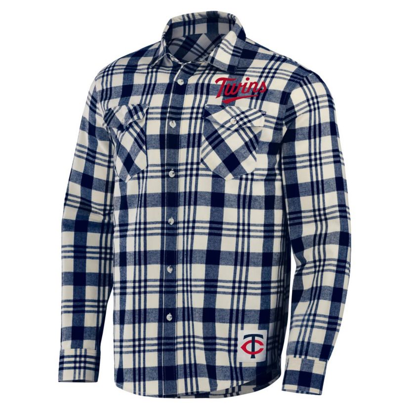 MLB Minnesota Twins Plaid Flannel Button-Up Shirt