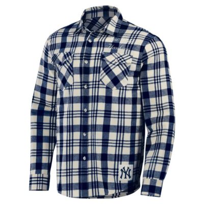 MLB New York Yankees Plaid Flannel Button-Up Shirt