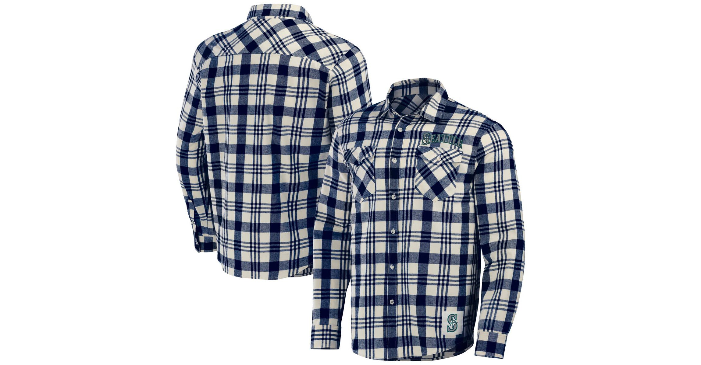 MLB Seattle Mariners Plaid Flannel Button-Up Shirt