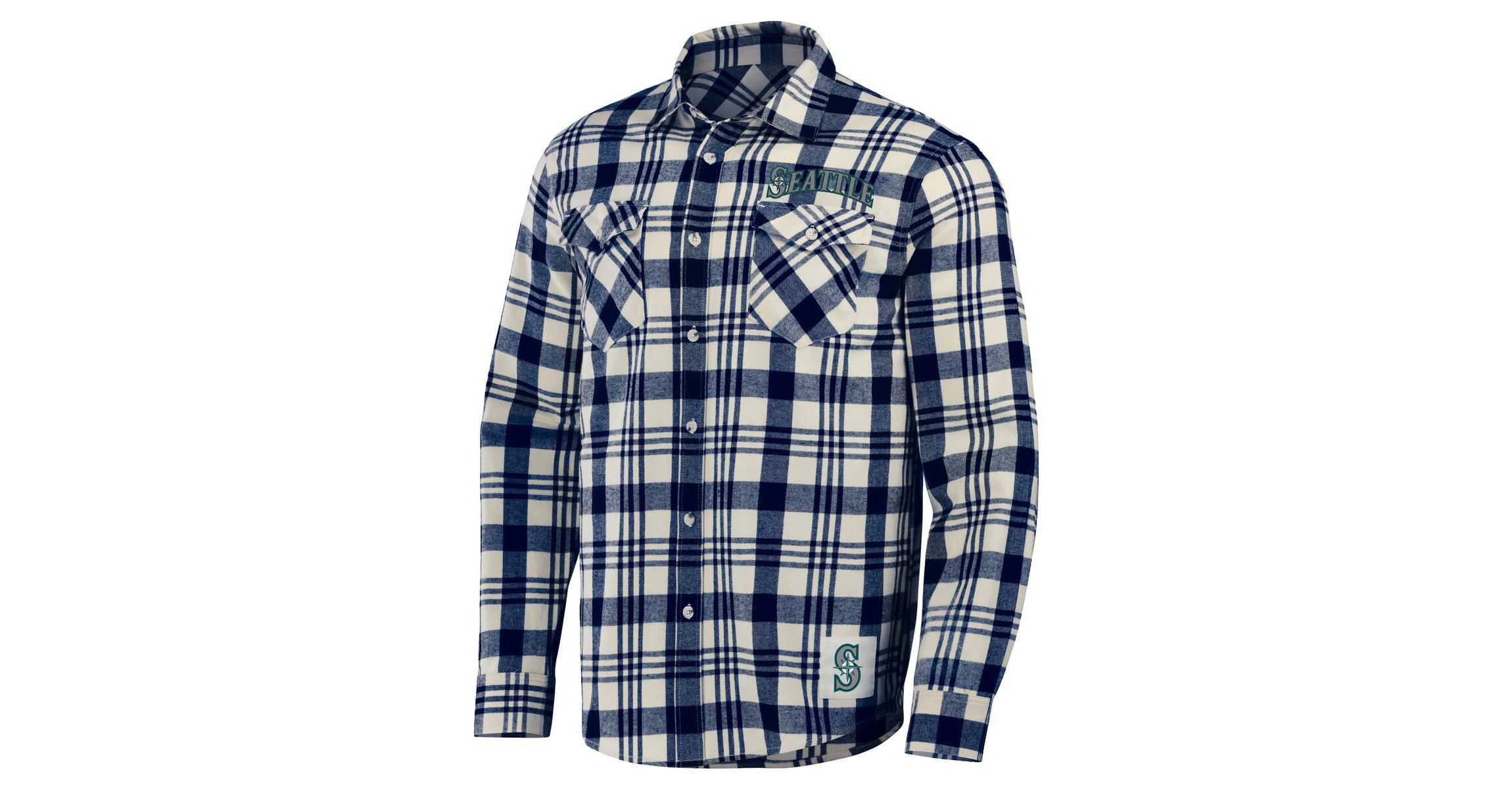 MLB Seattle Mariners Plaid Flannel Button-Up Shirt