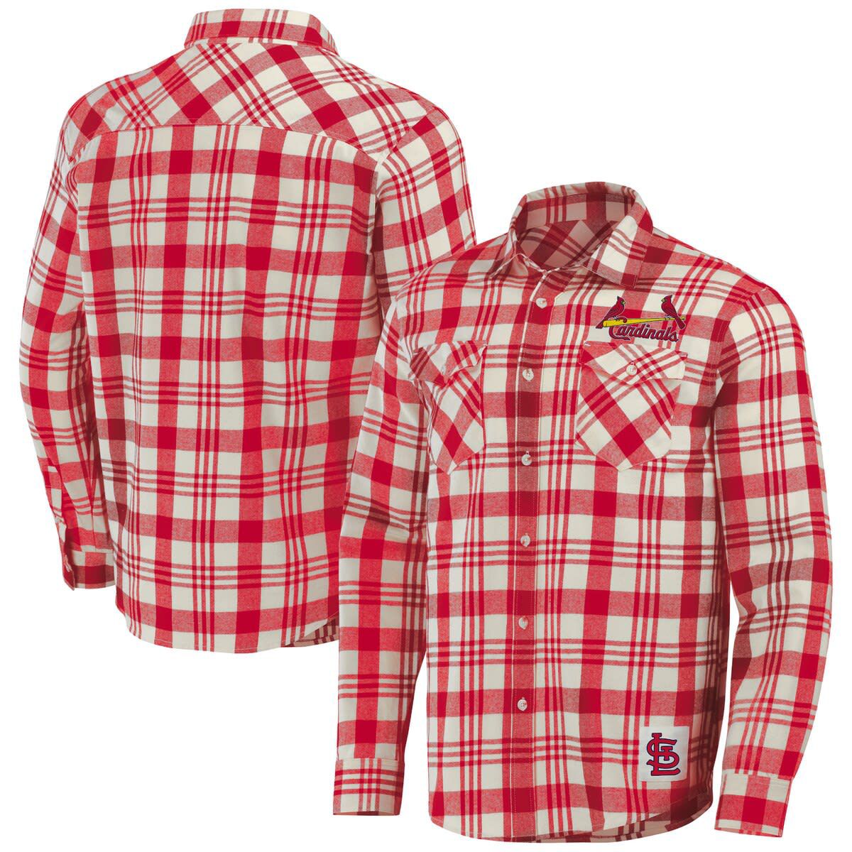 MLB St. Louis Cardinals Plaid Flannel Button-Up Shirt