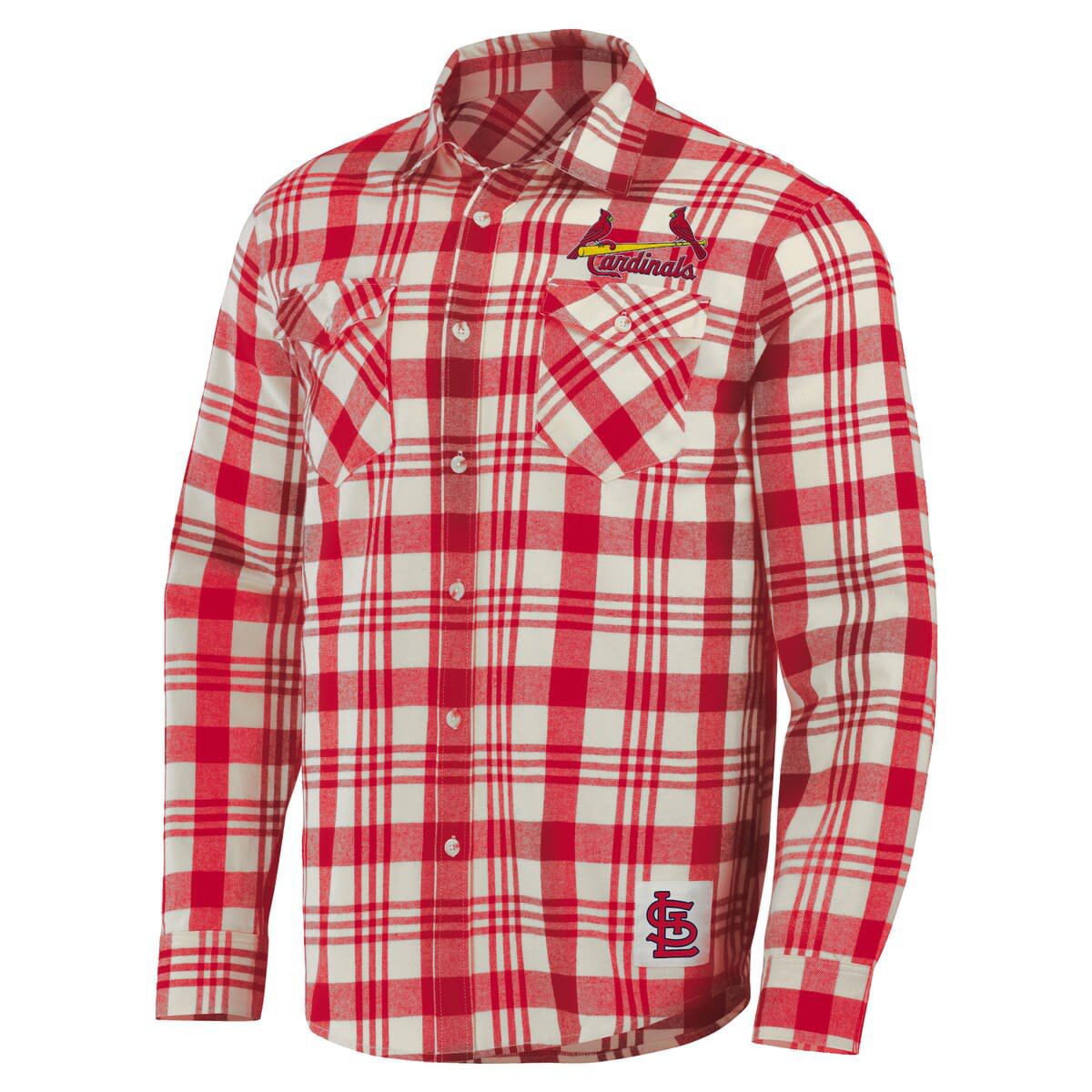 MLB St. Louis Cardinals Plaid Flannel Button-Up Shirt