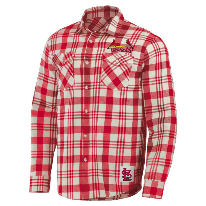 MLB St. Louis Cardinals Plaid Flannel Button-Up Shirt