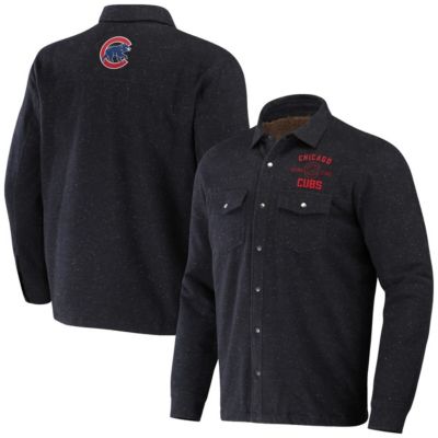 Darius Rucker Collection by Fanatics Men's MLB Chicago Cubs Ringstop Full-Snap Shacket, Black, Small