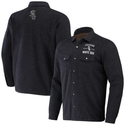 Darius Rucker Collection by Fanatics Men's Chicago White Sox MLB Chicago Sox Ringstop Full-Snap Shacket, Black, Small
