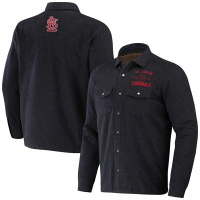 Darius Rucker Collection by Fanatics Men's MLB St. Louis Cardinals Ringstop Full-Snap Shacket, Black, Medium