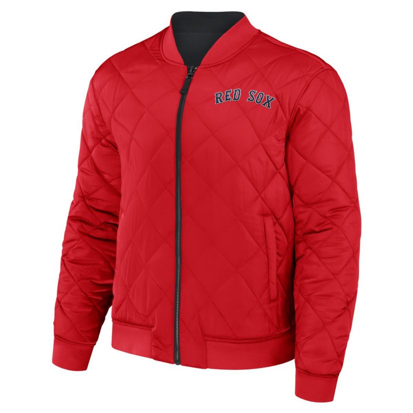 MLB Black/Red Boston Sox Reversible Full-Zip Bomber Jacket