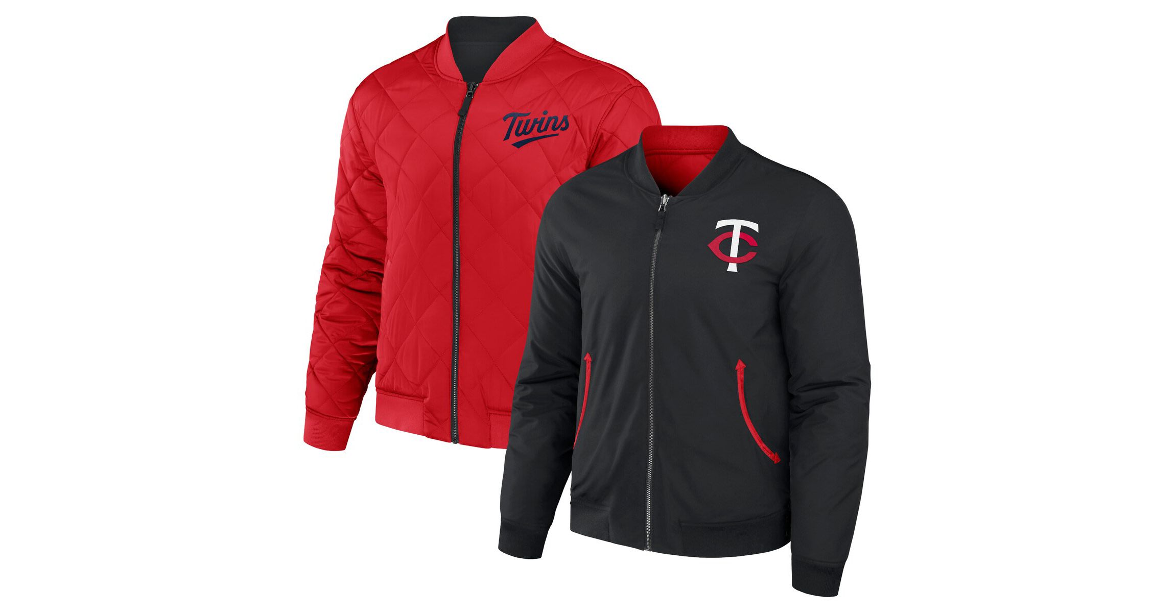 MLB Black/Red Minnesota Twins Reversible Full-Zip Bomber Jacket