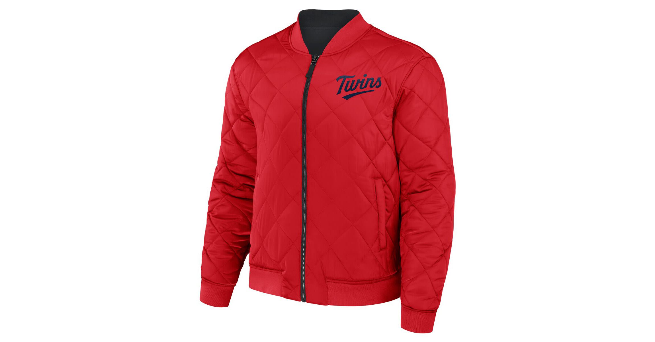 MLB Black/Red Minnesota Twins Reversible Full-Zip Bomber Jacket