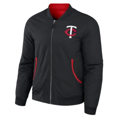 MLB Black/Red Minnesota Twins Reversible Full-Zip Bomber Jacket