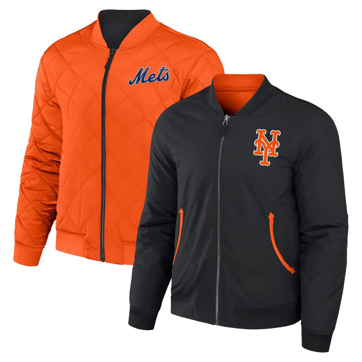 MLB Black/Orange New York Mets Reversible Full-Zip Bomber Jacket
