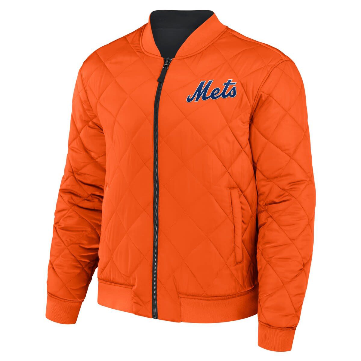 MLB Black/Orange New York Mets Reversible Full-Zip Bomber Jacket