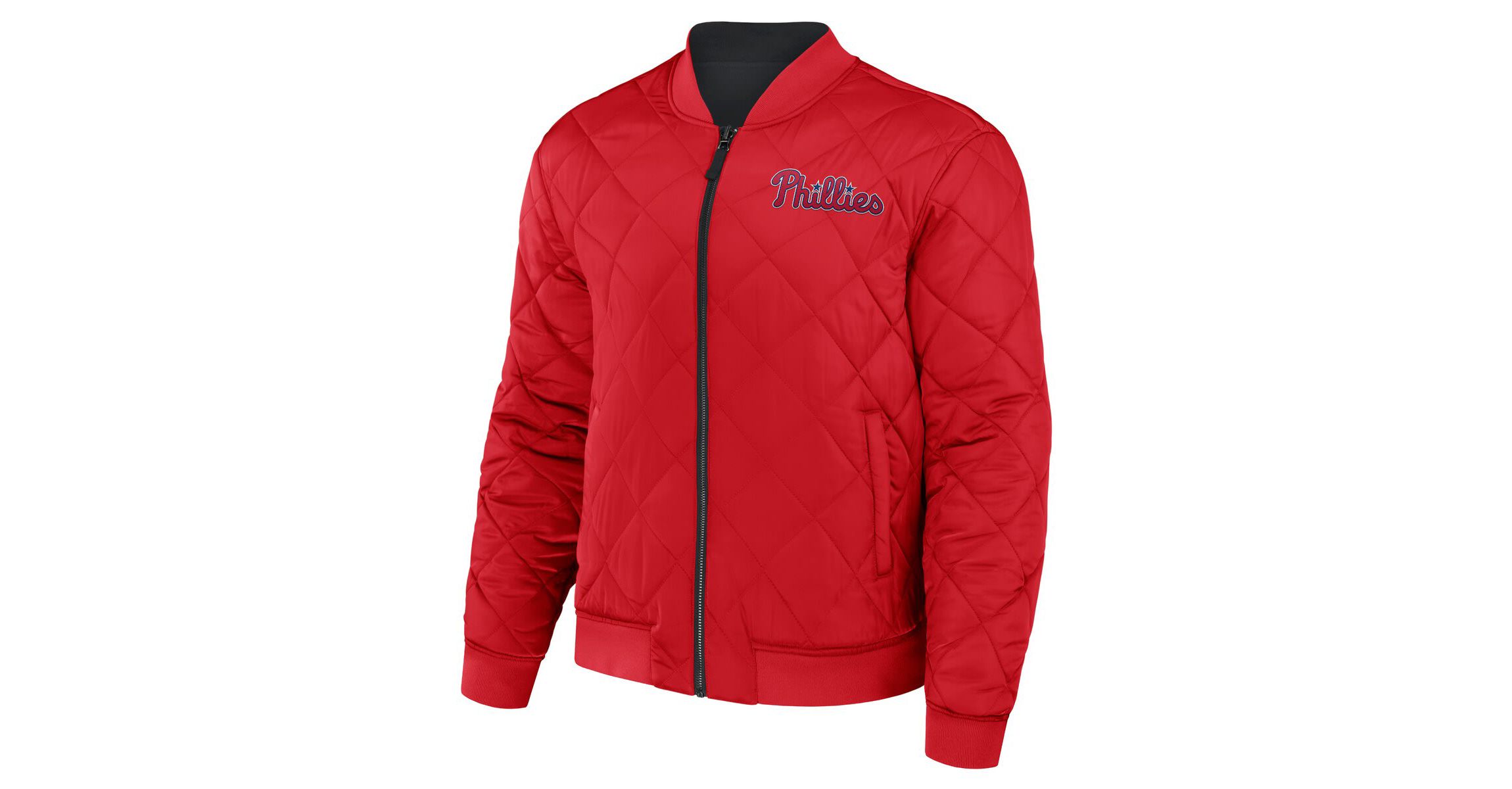 MLB Black/Red Philadelphia Phillies Reversible Full-Zip Bomber Jacket
