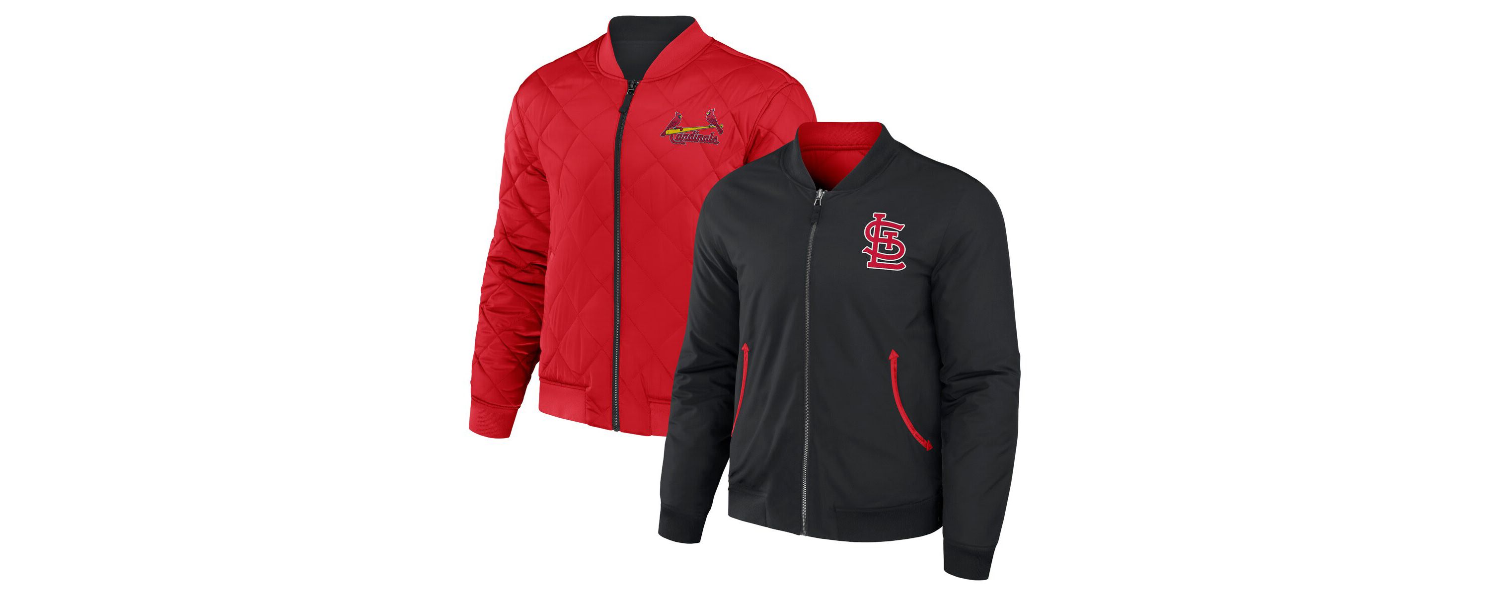 MLB Black/Red St. Louis Cardinals Reversible Full-Zip Bomber Jacket