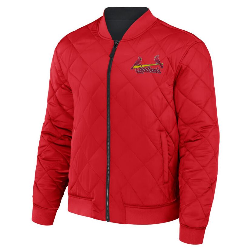 MLB Black/Red St. Louis Cardinals Reversible Full-Zip Bomber Jacket