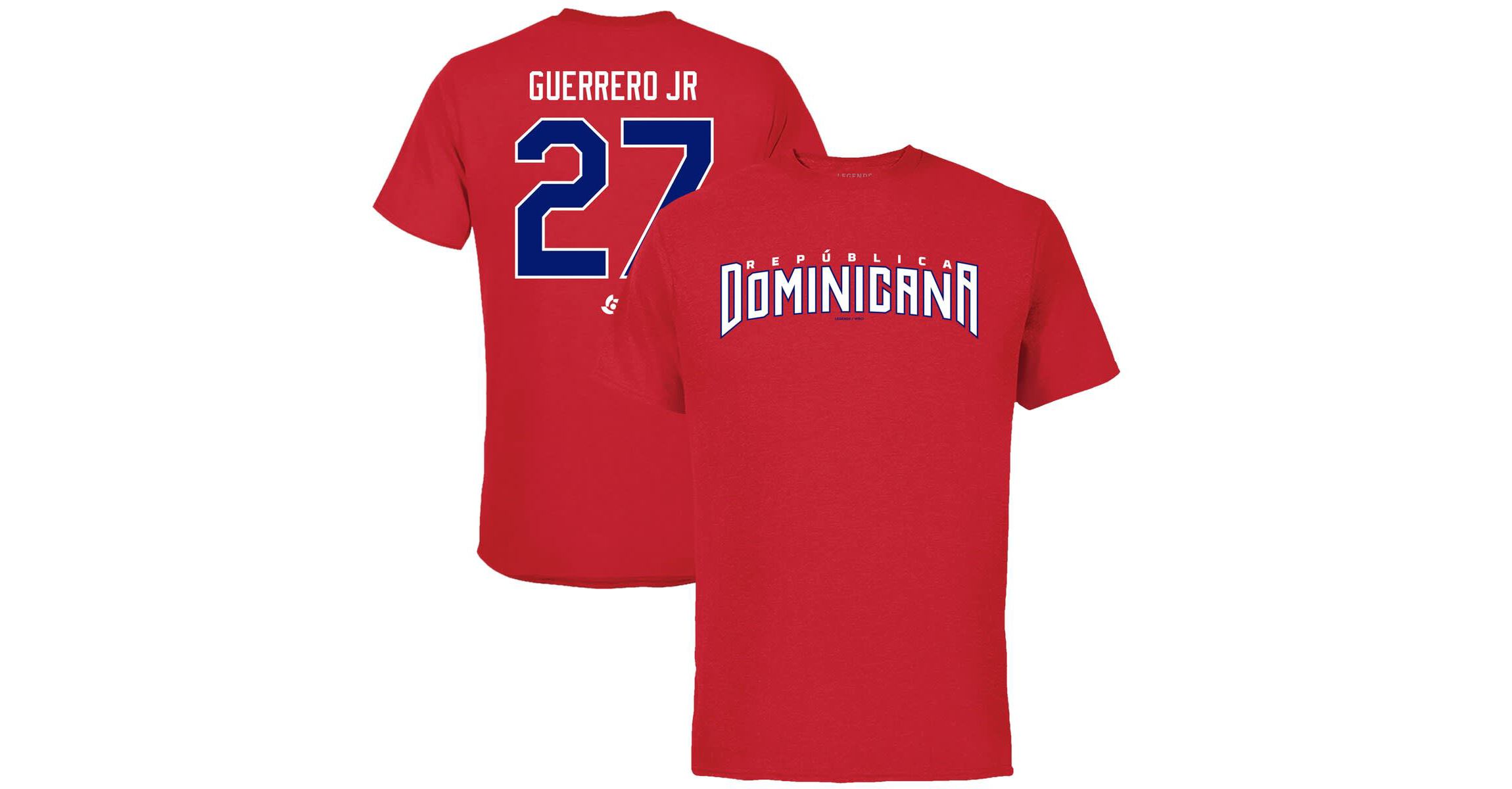 World Baseball LEGENDS Vladimir Guerrero Jr. Dominican Republic Baseball 2023 World Baseball Classic Name & Number T-Shirt