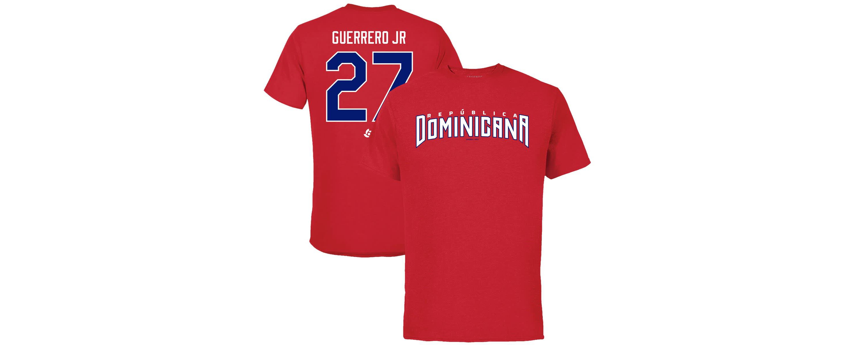 World Baseball LEGENDS Vladimir Guerrero Jr. Dominican Republic Baseball 2023 World Baseball Classic Name & Number T-Shirt