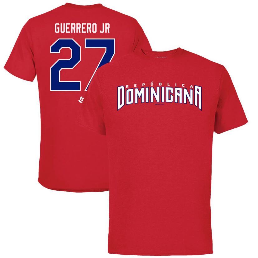World Baseball LEGENDS Vladimir Guerrero Jr. Dominican Republic Baseball 2023 World Baseball Classic Name & Number T-Shirt