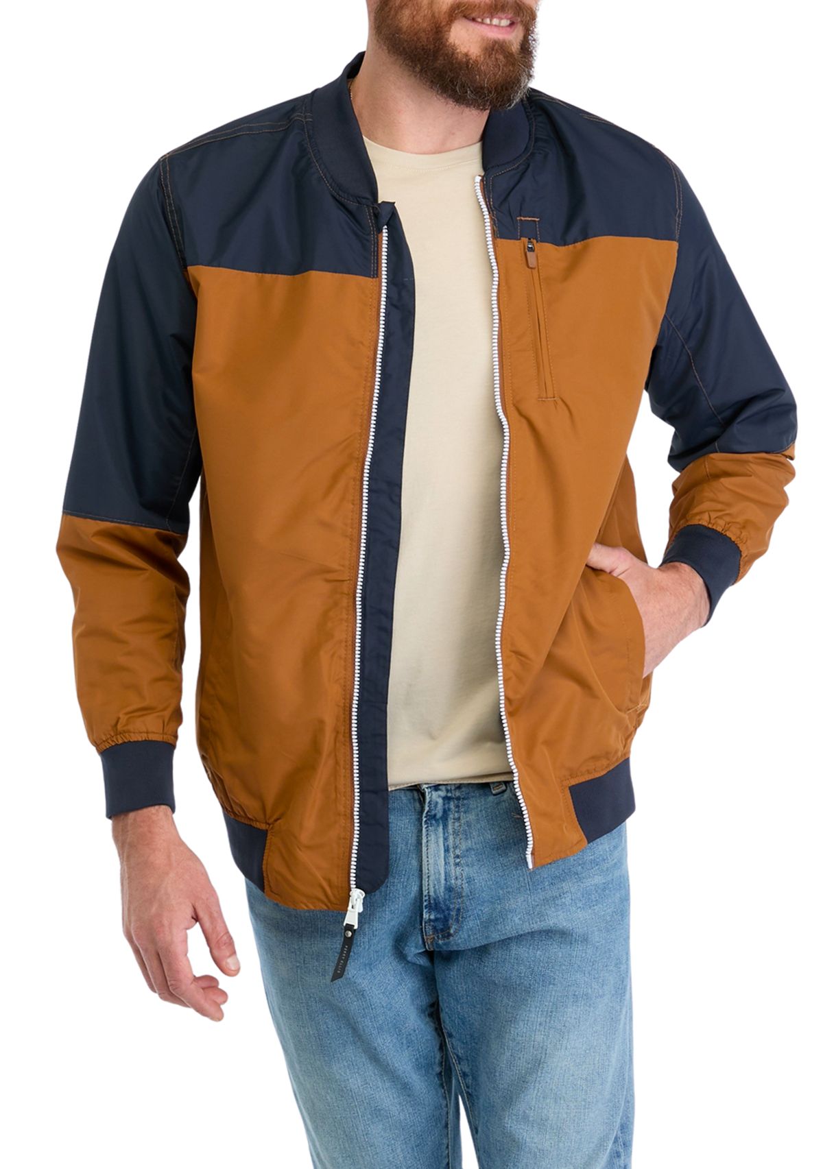 Mens Color Block Bomber Jacket 