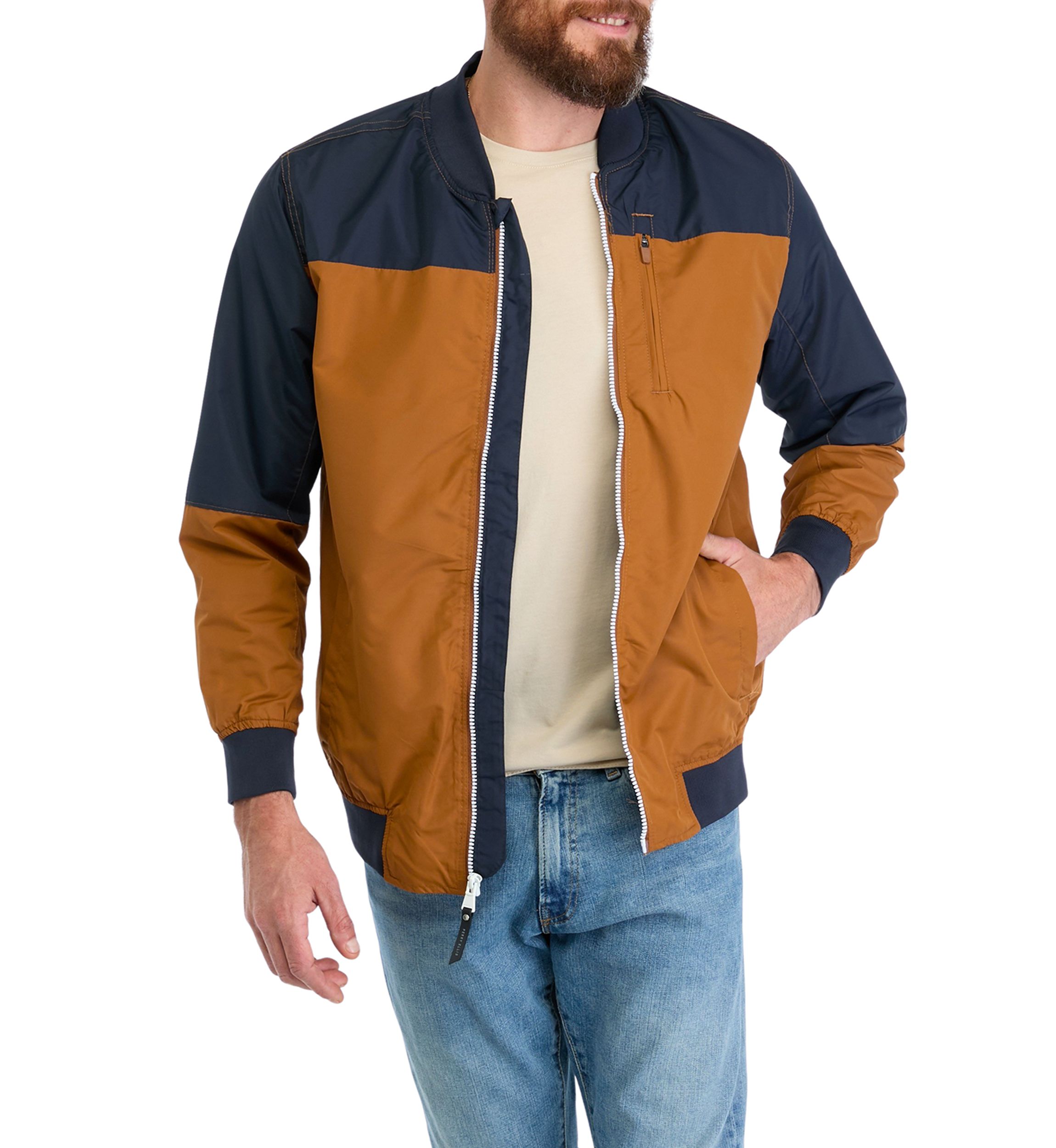 Mens Color Block Bomber Jacket 