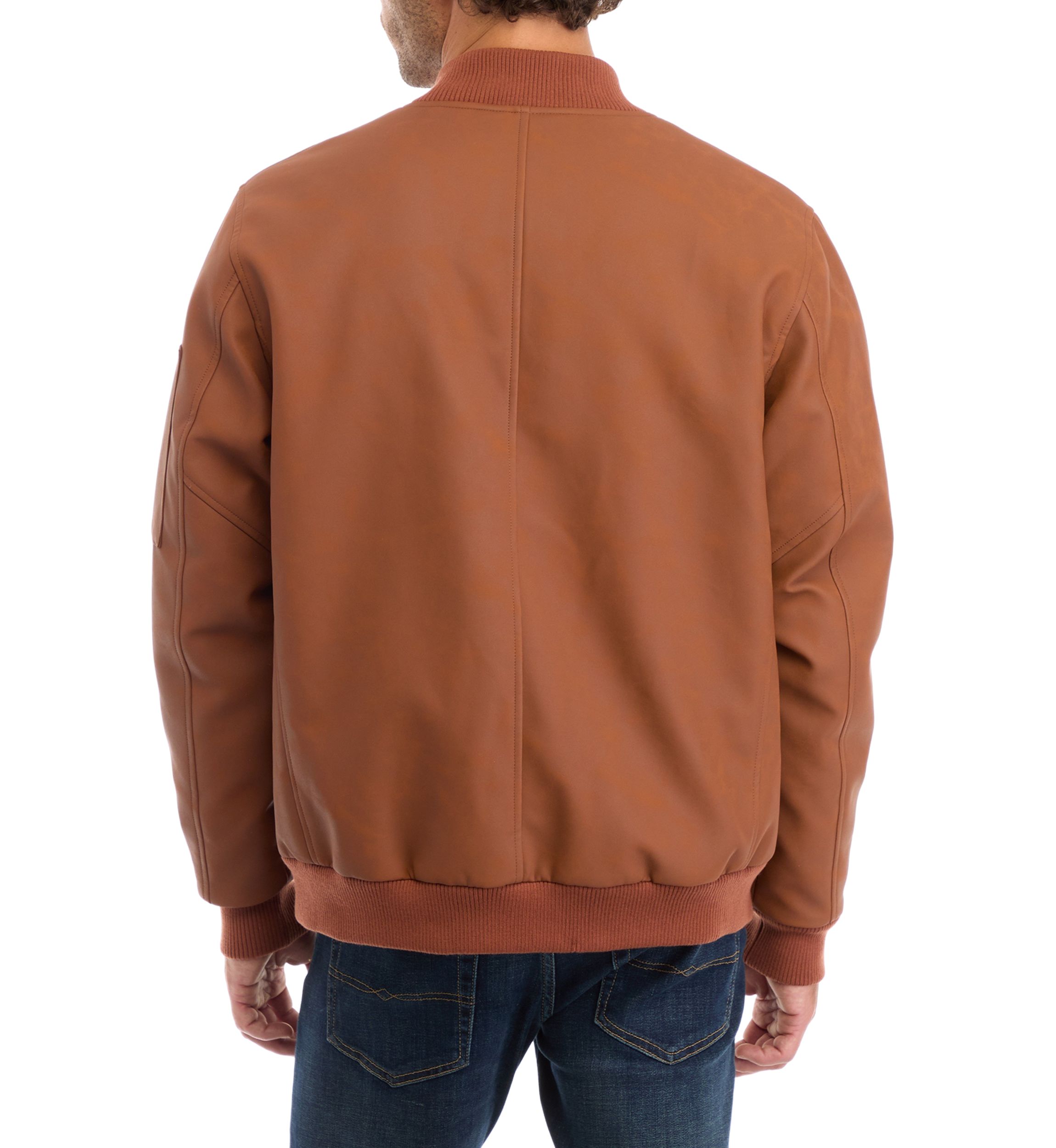 Mens Faux Leather Bomber Jacket