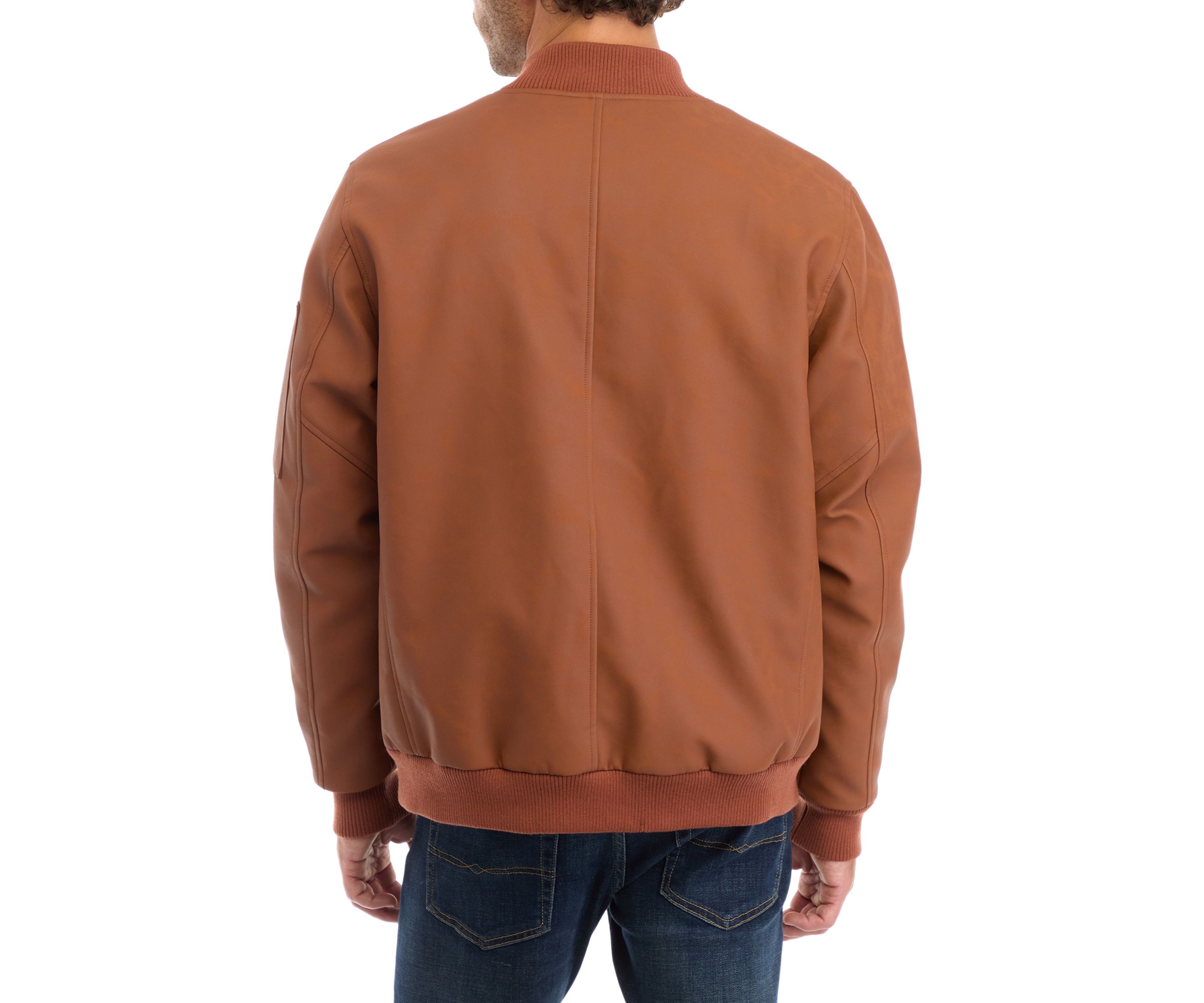 Mens Faux Leather Bomber Jacket