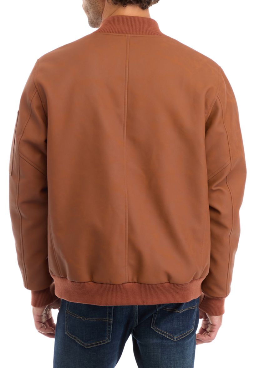 Mens Faux Leather Bomber Jacket