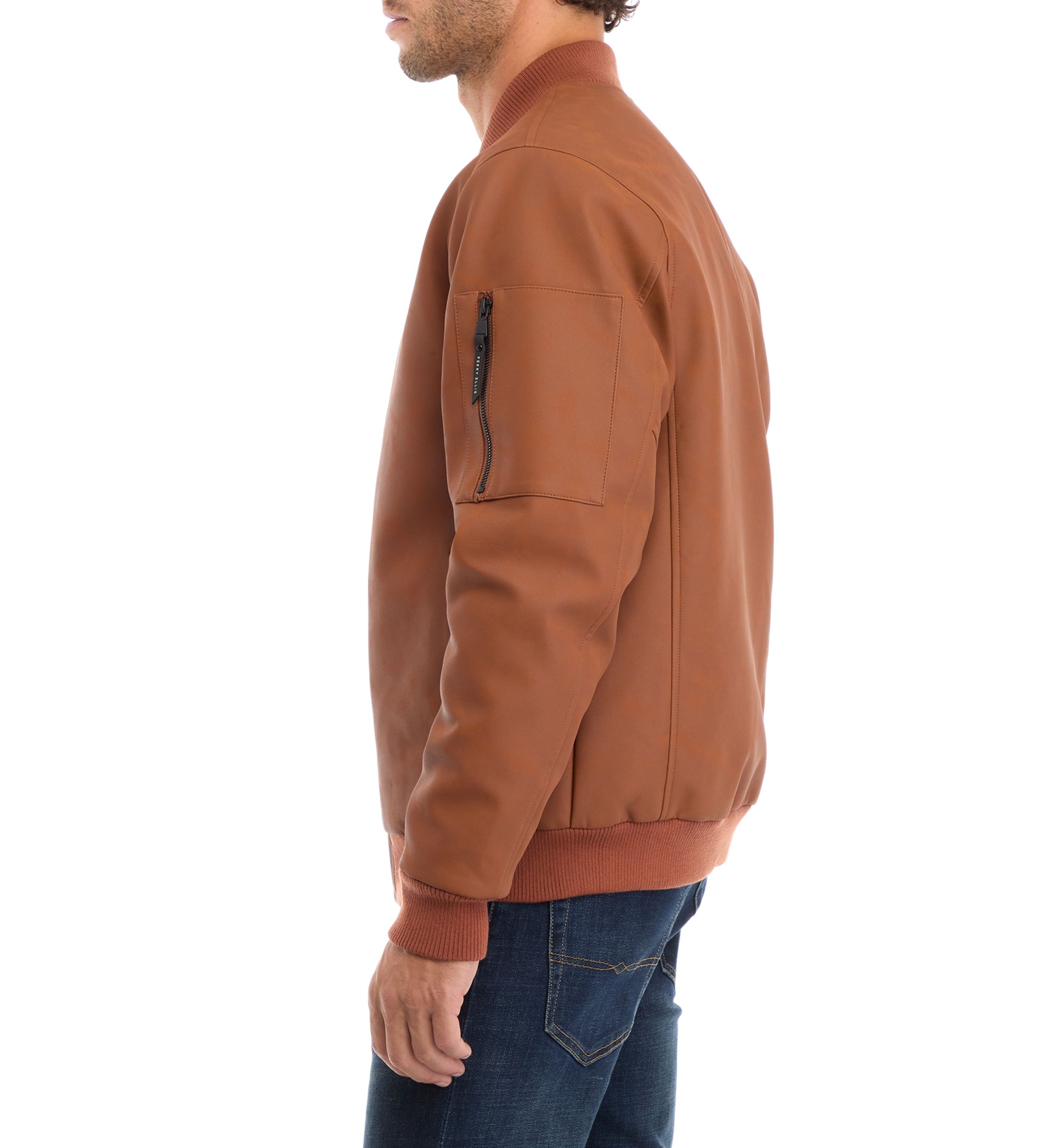 Mens Faux Leather Bomber Jacket