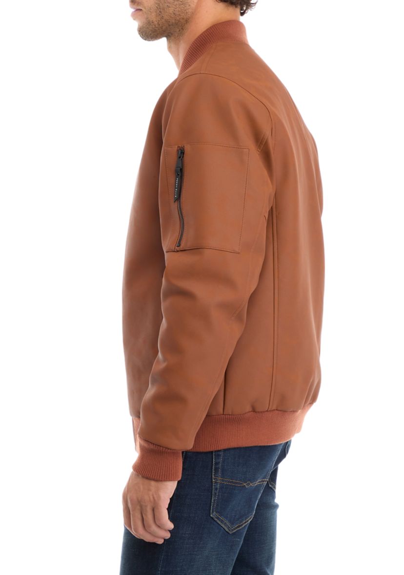 Mens Faux Leather Bomber Jacket