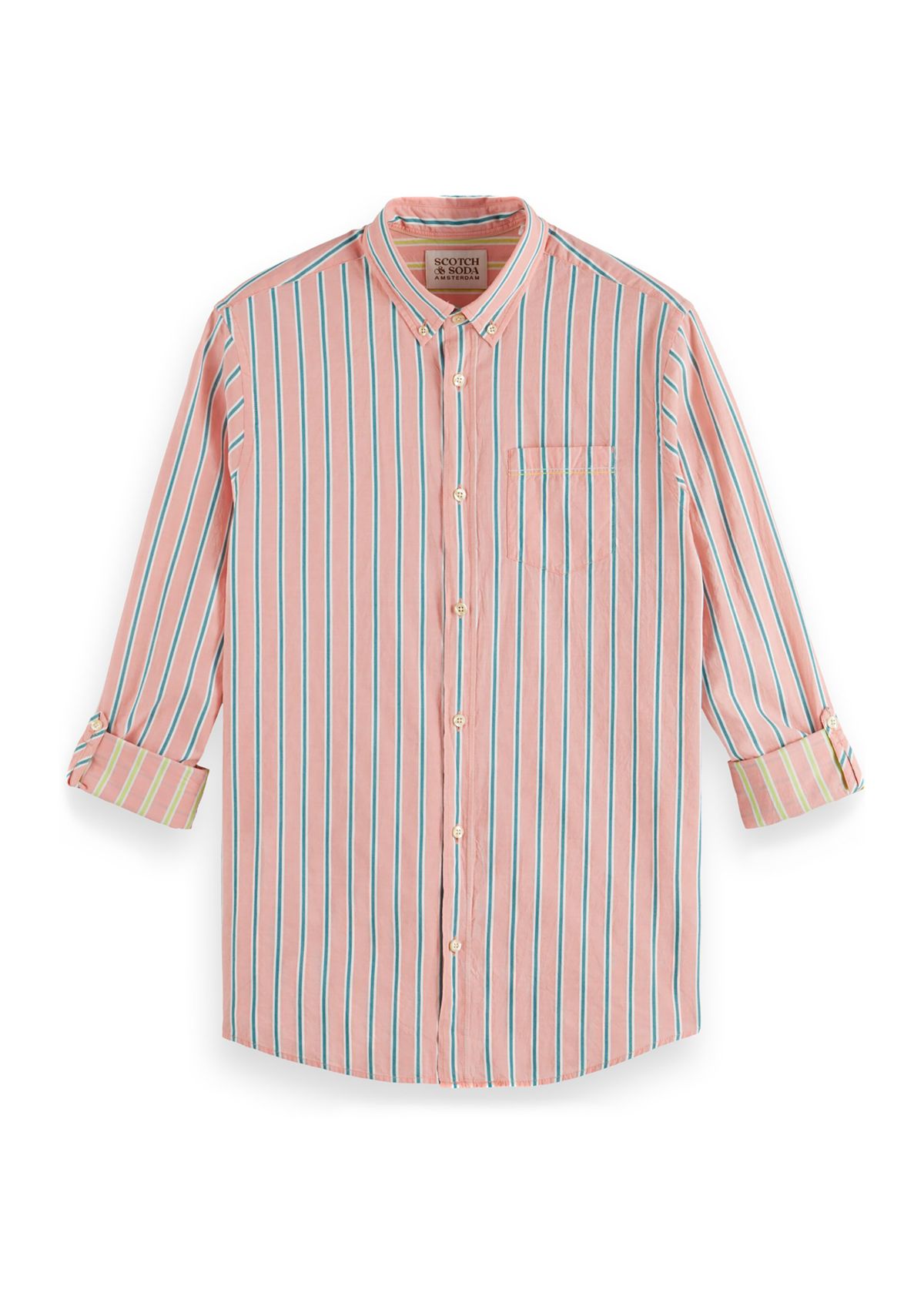 Mens Stripe Roll Cuff Shirt